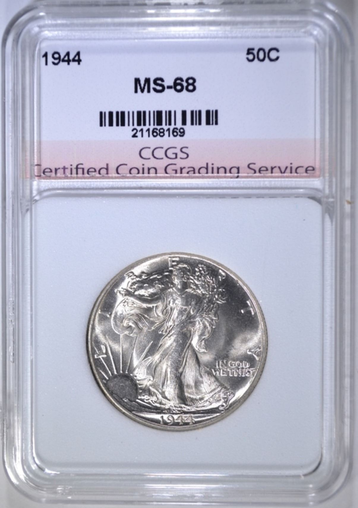 1944 WALKING LIBERTY HALF, CCGS SUPERB GEM BU+