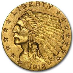1912 $2.50 Indian Gold Quarter Eagle AU