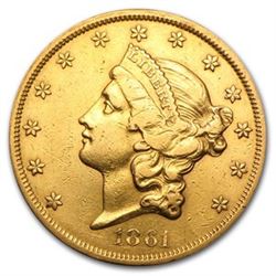 RARE - 1861 $20 Liberty Gold Double Eagle XF