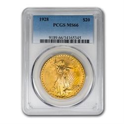 1928 $20 Saint-Gaudens Gold  MS-66 PCGS