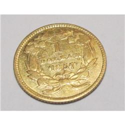 1857 Type III VF Plus $ 1 Gold Coin