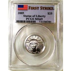 2005 MS 69 $ 25 Platinum PCGS