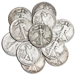 Lot of (10) Walking Liberty Half Dollars-90%