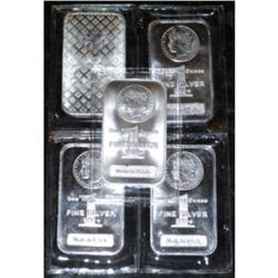 Lot of (5) 1 oz Silver Morgan Design Bars
