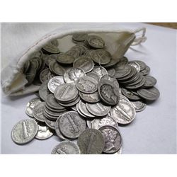 Bag of 223 Mercury Dimes - 90% Silver