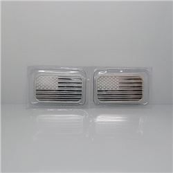 (2) 1 oz American Flag Silver Bars - .999 pure