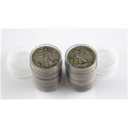 (2) Rolls of Walking Liberty Half Dollars-90%