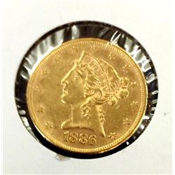 1886 P $ 5 Gold Liberty Eagle