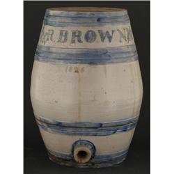 RARE INCISED AND DECORATED STONEWARE COOLER, 