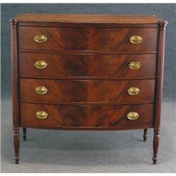 SHERATON MAHOGANY BOW FRONT CHEST 