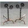 Image 1 : PAIR OF WROUGHT SUNFLOWER ANDIRONS