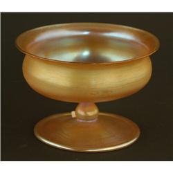 KEW BLAS GOLD ART GLASS COMPOTE 