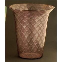 CARDER STEUBEN AMETHYST SILVERINA GLASS VASE 