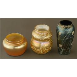 THREE SMALL ART GLASS VASES 