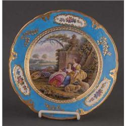 FRENCH SEVRES STYLE CABINET PLATE, 9 