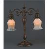 Image 1 : BRASS DOUBLE STUDENT DESK LAMP with que