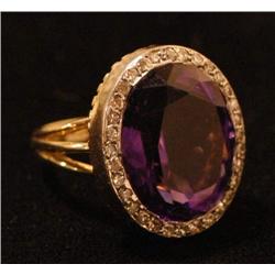 14K GOLD AMETHYST RING, the large ameth