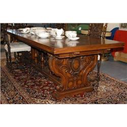 BAROQUE STYLE WALNUT DINING TABLE