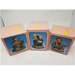 LOT OF 3 FIGURINES (BOXES ARE 5  X 4 --6  X 5 )