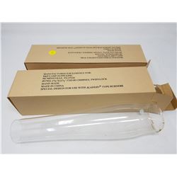 TWO TWIST LOCK LAMP CHIMNEYS