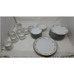 LOT OF DISHES (HAND PAINTED NIPPON) *12 PLATES, 11 SAUCERS, 7 TEACUPS, 1 BOWL WITH CRACK, ETC.*