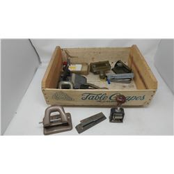 LOT OF ASSORTED OFFICE SUPPLIES (STAPLERS, HOLE PUNCHES, STAMPERS, ETC.)