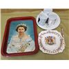 Image 1 : LOT OF ASSORTED ROYALTY ITEMS (TRAY, MUGS, PLATES, PENCIL)