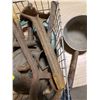 Image 3 : LOT OF CAST IRON TOOLS, PULLEY WHEEL, ETC.