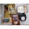 LOT OF ASSORTED CLOCKS, THERMOMETERS, PICTURES