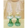 TWO GREEN #2 COAL OIL LAMPS