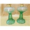 Image 2 : TWO GREEN #2 COAL OIL LAMPS