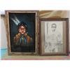 TWO PICTURES (ONE IS PAINTED ON VELVET)