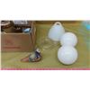 Image 3 : LOT OF COLLECTIBLES INCLUDING MILK GLASS LIGHT SHADES (ROUND SHADES 3", OTHER SHADE 8")