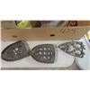 Image 5 : TRIVETS, CAST IRON PIECE, LIGHTENING ROD TIPS, INSULATORS, SIFTER, ETC.