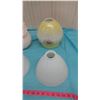 Image 2 : FOUR LIGHT SHADES- 2 MILK GLASS (8", 8", 6", 4")