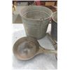 Image 2 : TWO GALVANIZED PAILS AND TWO FRYING PANS