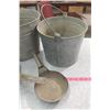 Image 3 : TWO GALVANIZED PAILS AND TWO FRYING PANS