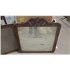 Image 2 : MIRROR WITH FRAME AND PICTURE FRAME -19.5" X 22.5" & 27" X 27" (MIRROR CRACKED)