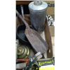 Image 4 : LOT OF ASSORTED ITEMS - LAMP FIXTURE PARTS, SHOTGUN CLEANING ROD, COAL SHOVEL, ETC.