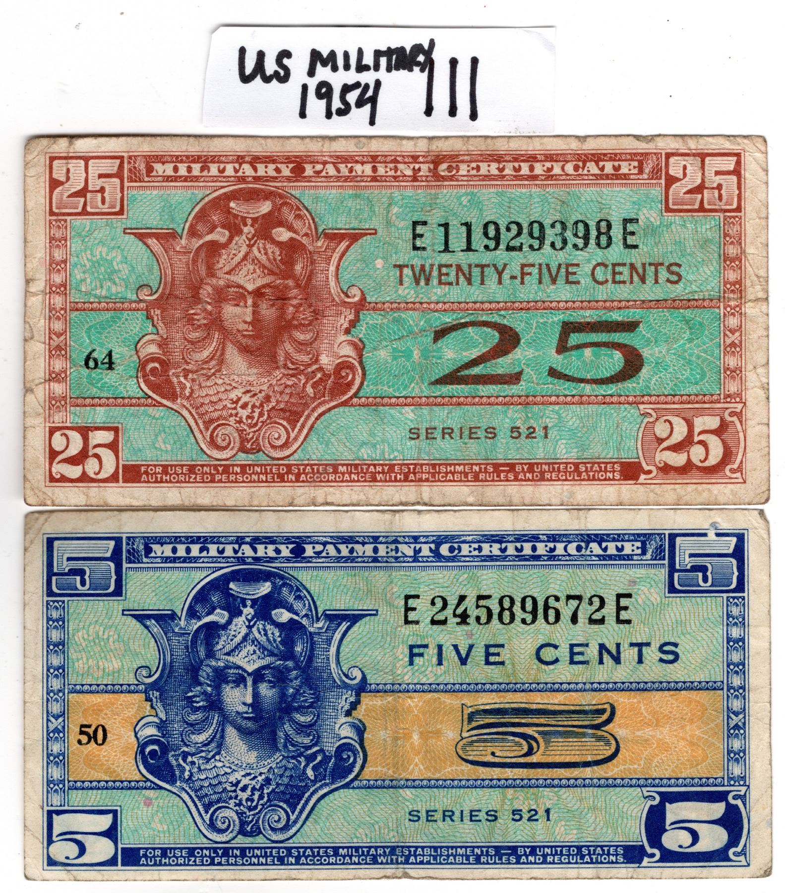 1954 US MILITARY SCRIPT - Schmalz Auctions