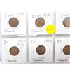 Image 3 : LOT OF 8 CANADA 1 CENT COINS, VARIOUS YEARS 1933-1952
