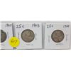 Image 2 : 4 CANADA SILVER 25 CENT COINS (1939, 40, 43, 49)