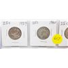 Image 3 : 4 CANADA SILVER 25 CENT COINS (1939, 40, 43, 49)
