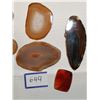 Image 7 : LOT OF DECORATIVE & SHARP STONES (2 SHARP STONES ARE GLASS)