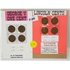 Image 1 : 4 GEORGE V CENT (1933, 1934, 1935, 1936) & 4 LINCOLN WHEAT CENT (1928D, 1929, 1930, 1934)