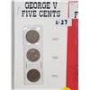 Image 2 : SIX GEORGE V FIVE CENTS (1929, 1931, 1932, 1934, 1935, 1936)