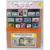 Image 1 : 15 HISTORIC US STAMPS & JOHNNY CASH MILLION DOLLARS