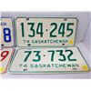Image 2 : 2- 1974, 1975, 1972 SASK LICENSE PLATES