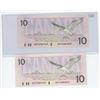 Image 2 : (2) 1984 $10.00 BILLS IN SEQUENCE