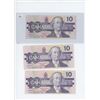 Image 1 : (3) 1989 $10.00 BILLS BETTER GRADE